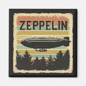 Retro Zeppelin luchtschip Zepelin Zepplin Magneet (Voorkant)
