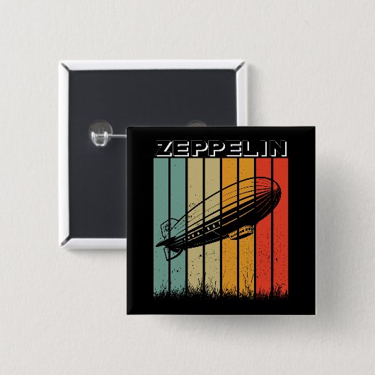 Retro Zeppelin luchtschip Zepelin Zepplin Vierkante Button 5,1 Cm (Voorkant /achterkant)