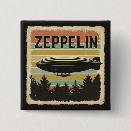 Retro Zeppelin luchtschip Zepelin Zepplin Vierkante Button 5,1 Cm (Voorkant)