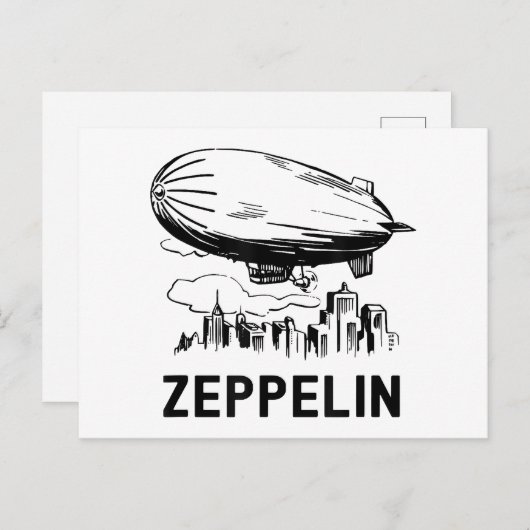 Retro Zeppelin - Verdeelbare schets Briefkaart (Voorkant / Achterkant)