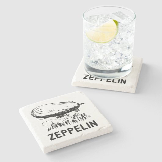Retro Zeppelin - Verdeelbare schets Stenen Onderzetter (Zijkant)