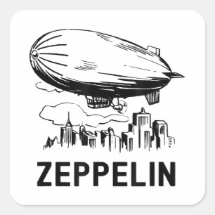Retro Zeppelin - Verdeelbare schets Vierkante Sticker