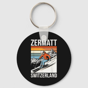 Retro Zermatt Zwitserland skigebied fun alpien Sleutelhanger
