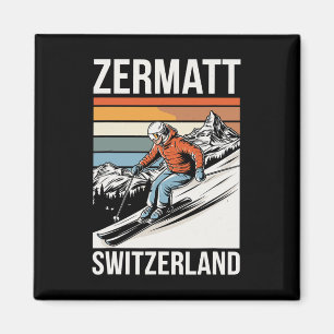Retro Zermatt Zwitserland Skigebied Magneet