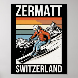 Retro Zermatt Zwitserland Skigebied Poster