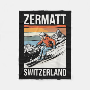 Retro Zermatt Zwitserland Skigebied, Pret Alpine S Fleece Deken