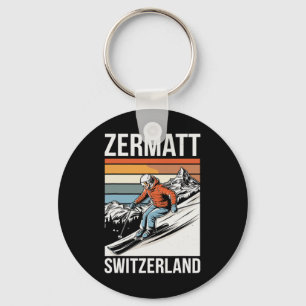 Retro Zermatt Zwitserland Skigebied Sleutelhanger