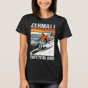 Retro Zermatt Zwitserland skioord plezier alpen T-shirt