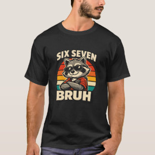 Retro Zes Zeven Bruh Wasbeer Zonnebril Meme T-shirt