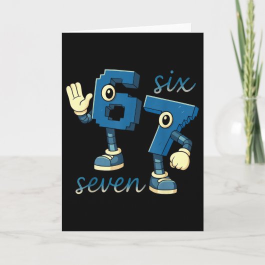 Retro Zes Zeven Nummer Meme Brainrot Cadeau Voor M Kaart (Voorkant)