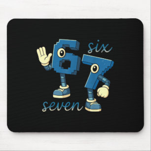 Retro Zes Zeven Nummer Meme Brainrot Cadeau Voor M Muismat
