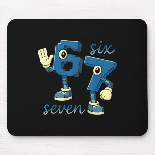 Retro Zes Zeven Nummer Meme Brainrot Cadeau Voor M Muismat (Voorkant)