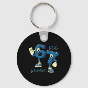 Retro Zes Zeven Nummer Meme Brainrot Cadeau Voor M Sleutelhanger