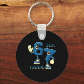 Retro Zes Zeven Nummer Meme Brainrot Cadeau Voor M Sleutelhanger (Voorkant)