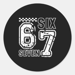 Retro Zes Zeven Nummers Sluwe Humor 6 7 Meme Heren Ronde Sticker