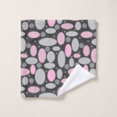 retro, zestig, polka dots, grijs en roze bad handdoek (Wasdoekje)