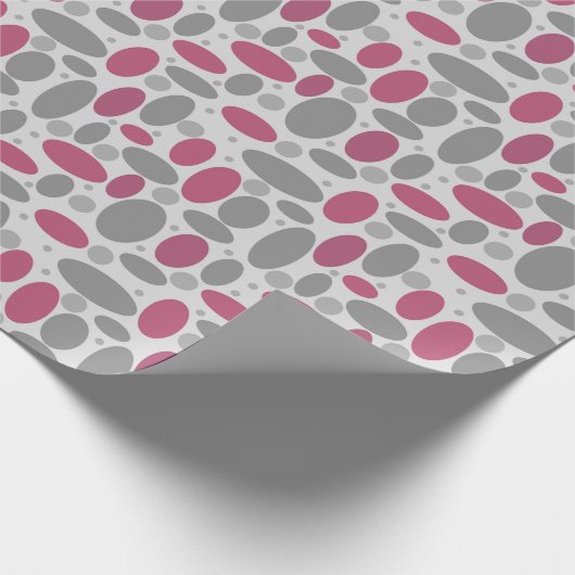 retro, zestig, polka dots, grijs en roze cadeaupapier (Hoek)