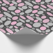 retro, zestig, polka dots, grijs en roze cadeaupapier (Hoek)
