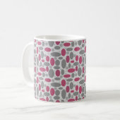 retro, zestig, polka dots, grijs en roze koffiemok (Voorkant links)