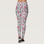 retro, zestig, polka dots, grijs en roze leggings (Achterkant)