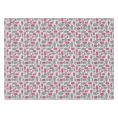 retro, zestig, polka dots, grijs en roze tafelkleed (Voorkant (Horizontaal))