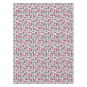retro, zestig, polka dots, grijs en roze tafelkleed (Voorkant)