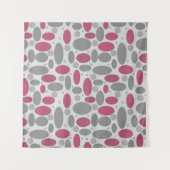 retro, zestig, polka dots, grijs en roze wandkleed (Voorkant (horizontaal))