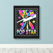 Retro Zestiger Jaren Popster, Zwart Canvas Afdruk (Insitu (Houten vloer))