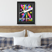 Retro Zestiger Jaren Popster, Zwart Canvas Afdruk (Insitu (Slaapkamer))