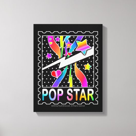 Retro Zestiger Jaren Popster, Zwart Canvas Afdruk (Voorkant)