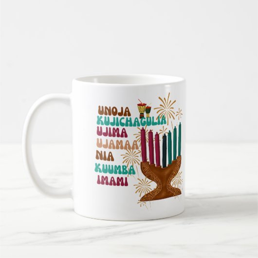 Retro zeven principes van Kwanzaa Koffiemok (Links)