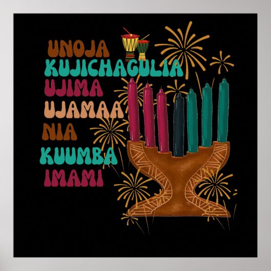Retro zeven principes van Kwanzaa Poster (Voorkant)