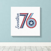 Retro Zeventien 76 Patriottisch Vector T-shirt Ont Canvas Afdruk (Insitu (Houten vloer))