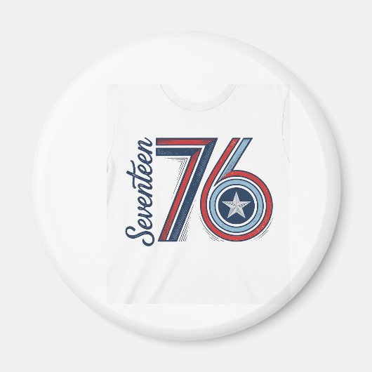 Retro Zeventien 76 Patriottisch Vector T-shirt Ont Magneet (Voorkant)