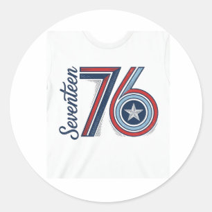 Retro Zeventien 76 Patriottisch Vector T-shirt Ont Ronde Sticker