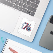 Retro Zeventien 76 Patriottisch Vector T-shirt Ont Sticker (Laptop met iPhone)