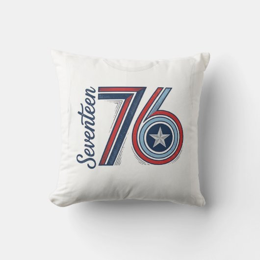 Retro Zeventien 76 Patriottische Vector T-Shirt On Kussen (Voorkant)