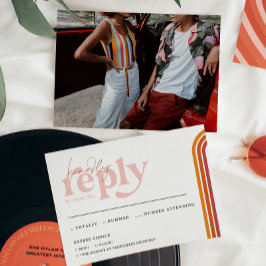 Retro Zeventig Jaren Strepen | Huwelijks RSVP Aankondiging