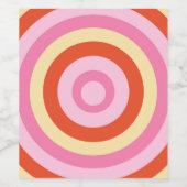 Retro Zeventig Pink Oranje Geel Cirkelpatroon Wijn Etiket (Enkel label)
