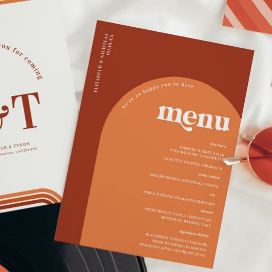 Retro Zeventig Typografie | Trouwmenu Menu