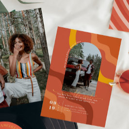 Retro Zeventiger jaren | Boog Foto Bewaar de Datum Save The Date