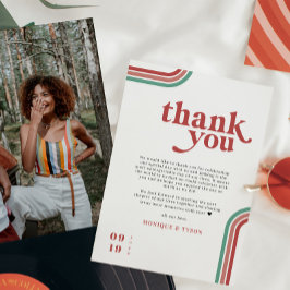 Retro Zeventiger jaren | Bruiloft plaats instellin Bedankkaart