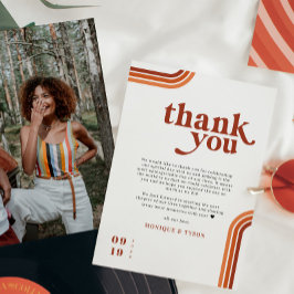 Retro Zeventiger jaren | Bruiloft plaats instellin Bedankkaart