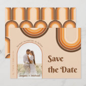 Retro Zeventiger Jaren Regenboog Boho Boog Foto Be Save The Date (Voorkant / Achterkant)