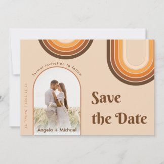 Retro Zeventiger Jaren Regenboog Boho Boog Foto Be Save The Date