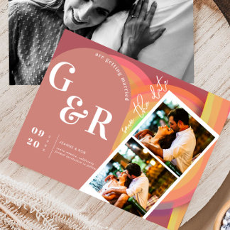 Retro Zeventiger Stripes Arch Save The Date