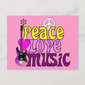 Retro zeventijds vredesliefdesmuziek briefkaart (Voorkant)