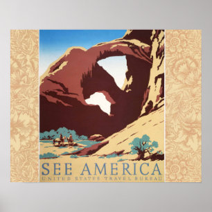 Retro Zie Amerika Western Cowboys Woestijn Boog WP Poster
