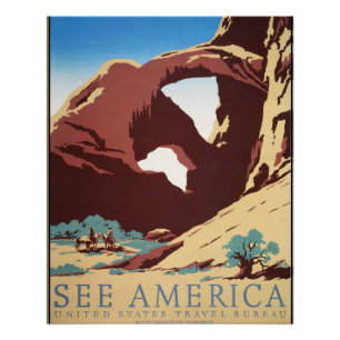 Retro Zie Amerika Western Cowboys Woestijn Boog WP Poster