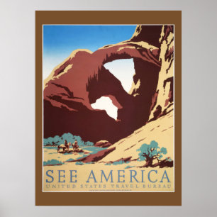 Retro Zie Amerika Western Cowboys Woestijn Boog WP Poster